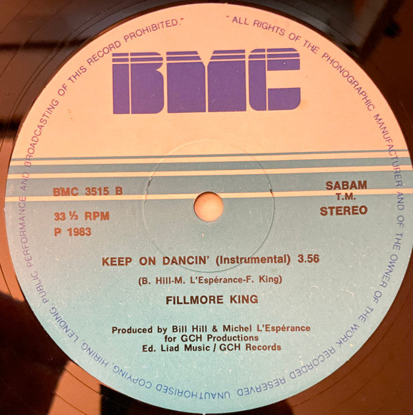 Fillmore King : Keep On Dancin' (12")