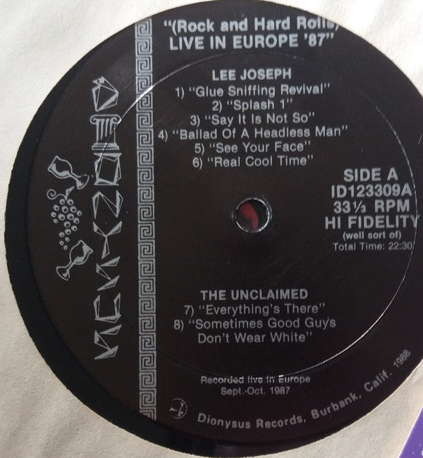 The Unclaimed / Thee Fourgiven / Lee Joseph : (Rock And Hard Rolls) Live In Europe '87 (LP, Album)