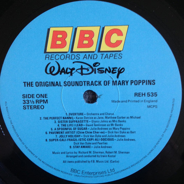 Various : Walt Disney's Mary Poppins:  Original Cast Soundtrack (LP, Album)