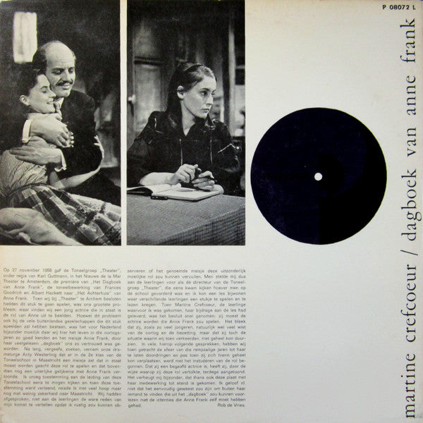 Martine Crefcoeur : Het Achterhuis; Martine Crefcoeur Leest Uit Het Dagboek Van Anne Frank. (LP, Mono, Gat)