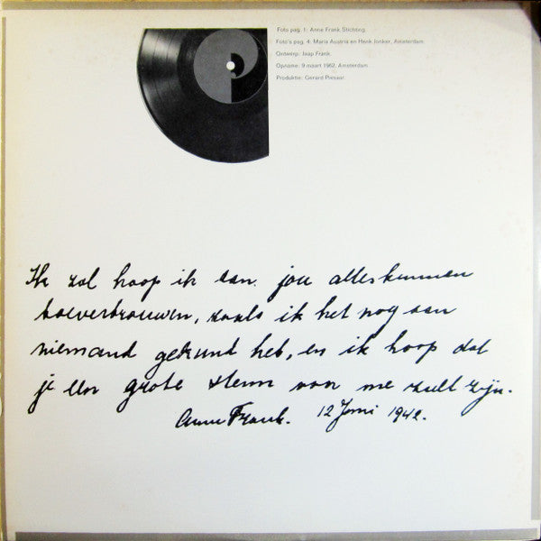 Martine Crefcoeur : Het Achterhuis; Martine Crefcoeur Leest Uit Het Dagboek Van Anne Frank. (LP, Mono, Gat)