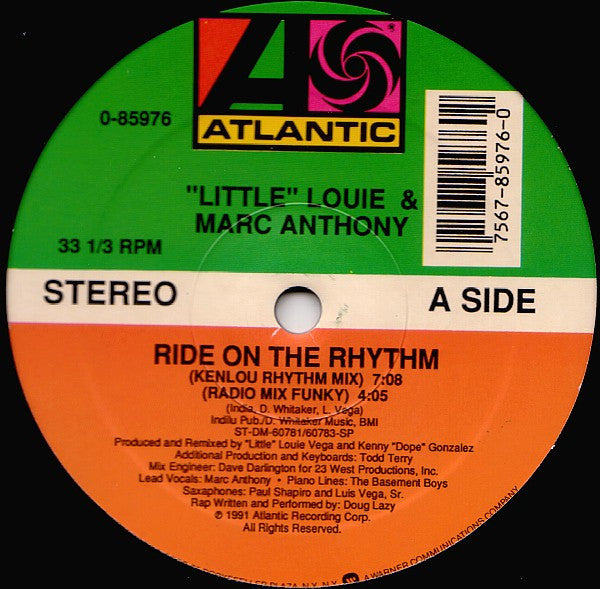 "Little" Louie* & Marc Anthony : Ride On The Rhythm (12", SP)