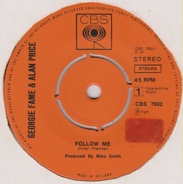 Georgie Fame & Alan Price : Follow Me (7", Single)