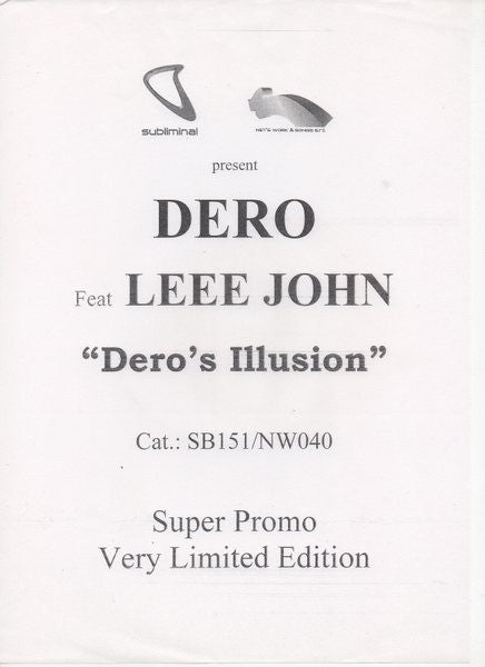 DJ Dero Feat. Leee John : Dero's Illusion (12", Ltd, Promo, W/Lbl)