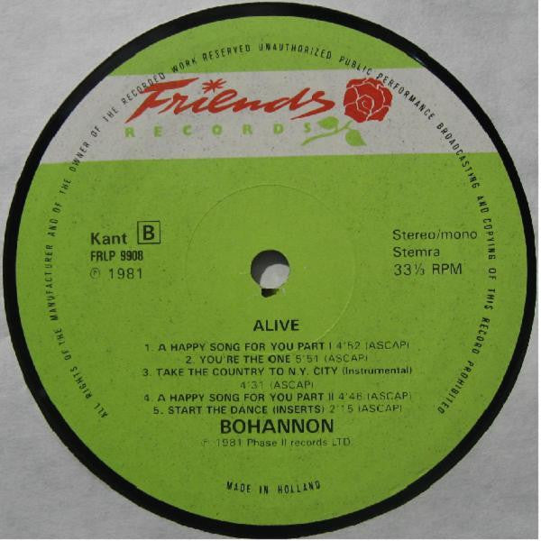 Hamilton Bohannon : Alive (LP, Album)