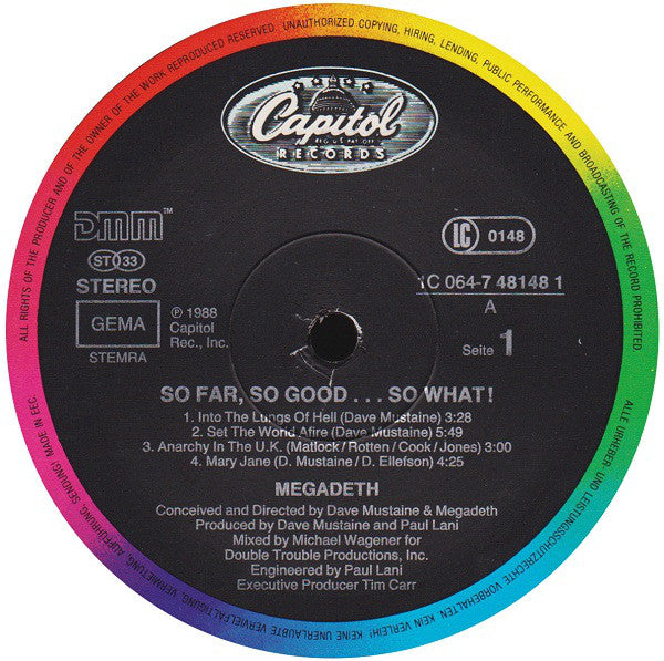Megadeth : So Far, So Good... So What! (LP, Album)