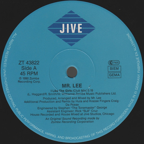 Mr. Lee : I Like Girls (12", Maxi)