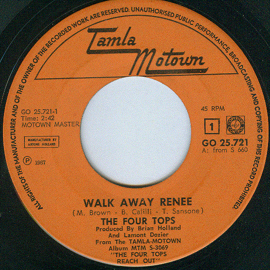 The Four Tops* : Walk Away Renee (7", Single)
