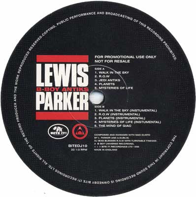 Lewis Parker : B-Boy Antiks (12", EP, Ltd, Promo)