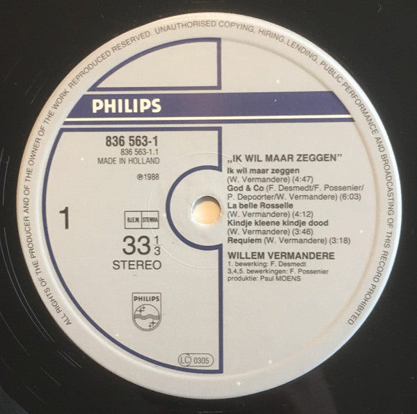 Willem Vermandere : Ik Wil Maar Zeggen (LP, Album)