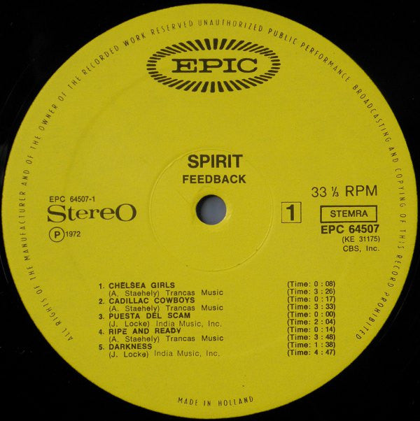 Spirit (8) : Feedback (LP, Album, Gat)