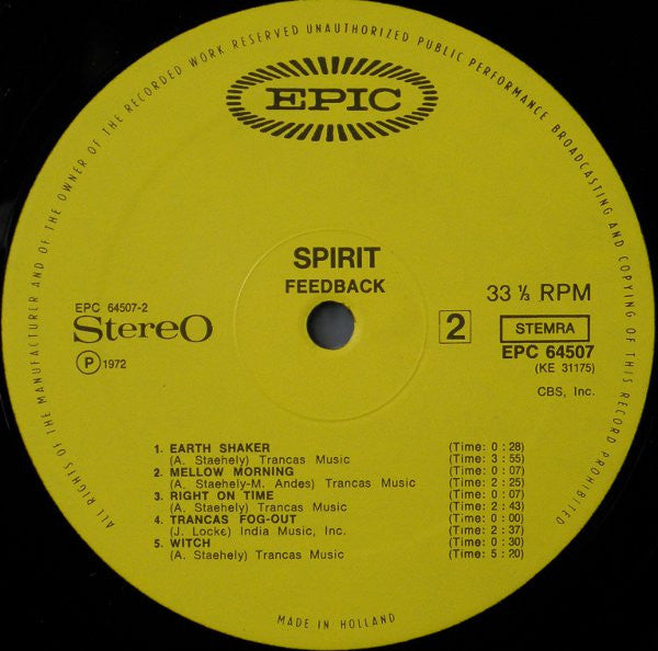 Spirit (8) : Feedback (LP, Album, Gat)