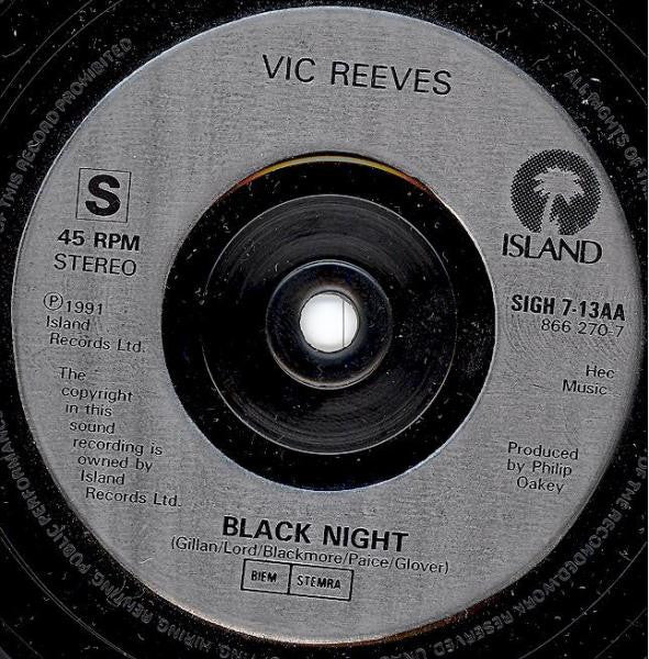 Vic Reeves : Abide With Me / Black Night (7")
