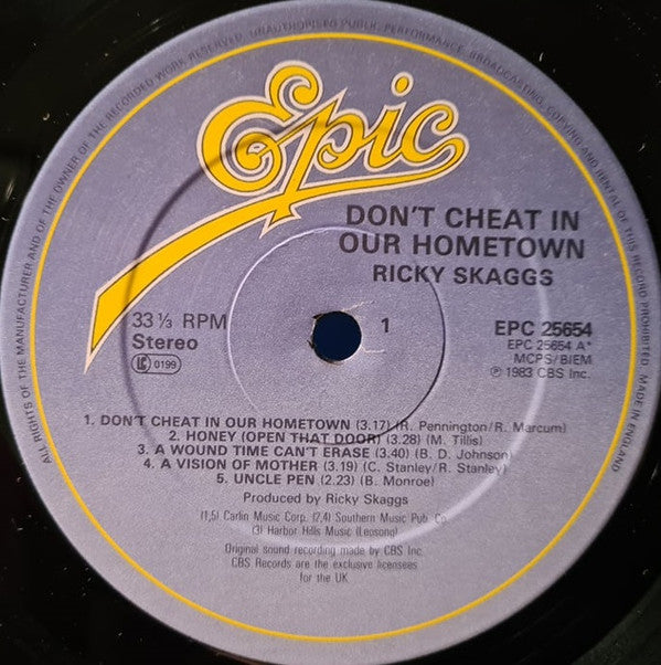 Ricky Skaggs : Don't Cheat In Our Hometown (LP, Album)