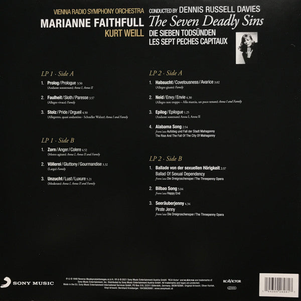 ORF Radio-Symphonieorchester Wien Conducted By Dennis Russell Davies, Marianne Faithfull, Kurt Weill : The Seven Deadly Sins = Die Sieben Todsünden = Les Sept Peches Capitaux (2xLP, RE)