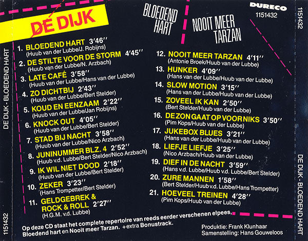 De Dijk : Bloedend Hart / Nooit Meer Tarzan (CD, Comp, RP)