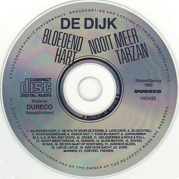 De Dijk : Bloedend Hart / Nooit Meer Tarzan (CD, Comp, RP)