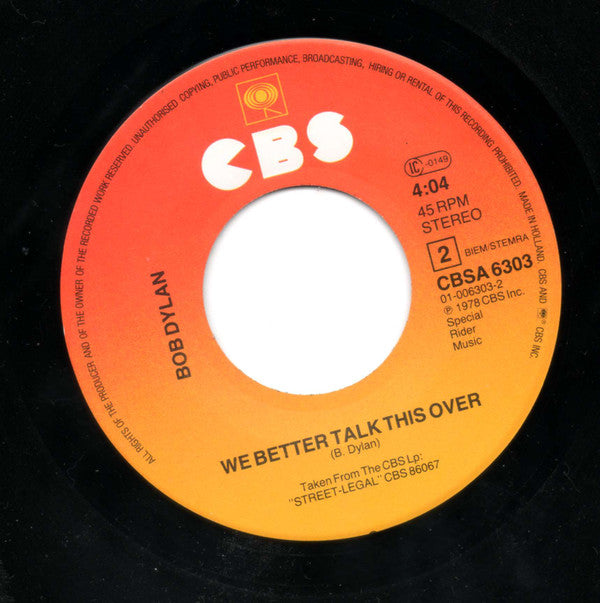 Bob Dylan : Tight Connection To My Heart (Has Anybody Seen My Love) (7", Single)
