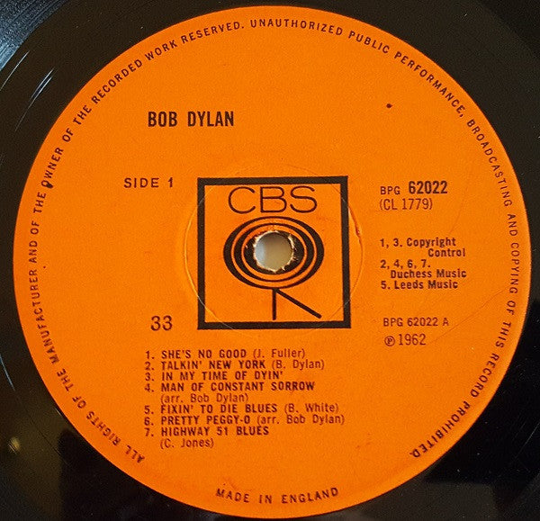 Bob Dylan : Bob Dylan (LP, Album, Mono, RP)
