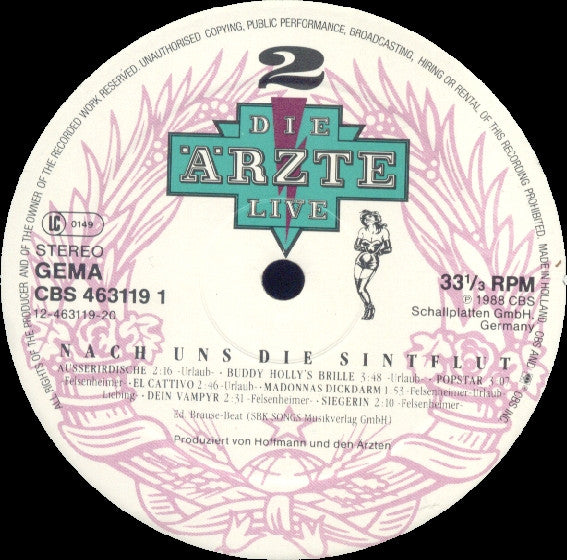 Die Ärzte : Live (Nach Uns Die Sintflut) (3xLP, Album + 7", S/Sided, Single, Etch)