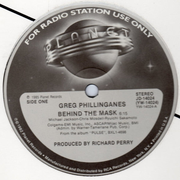 Greg Phillinganes : Behind The Mask (12", Promo)