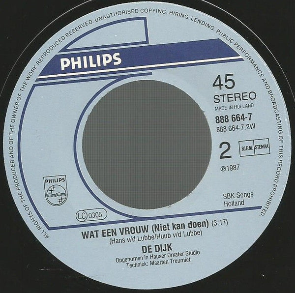 De Dijk : Mag Het Licht Uit (7", Single)