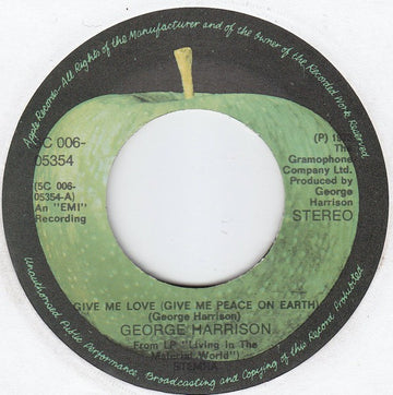 George Harrison : Give Me Love (Give Me Peace On Earth) (7", Single)