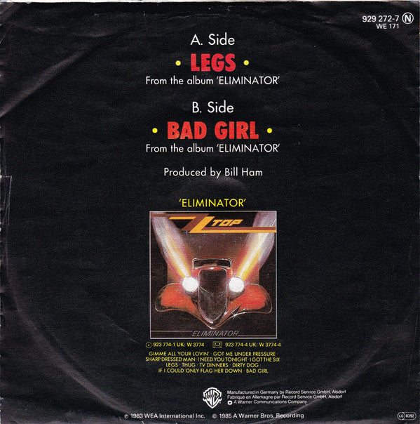 ZZ Top : Legs (7", Single, RE)