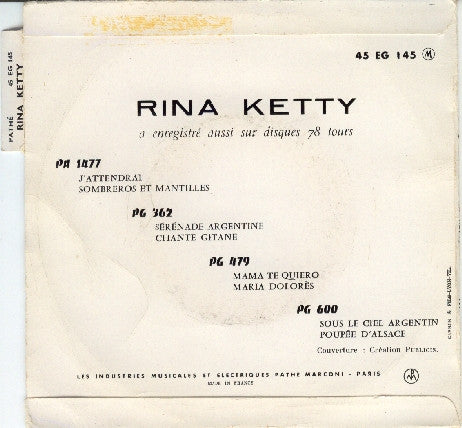 Rina Ketty : Chante Encore Dans La Nuit (Valse) (7", EP)