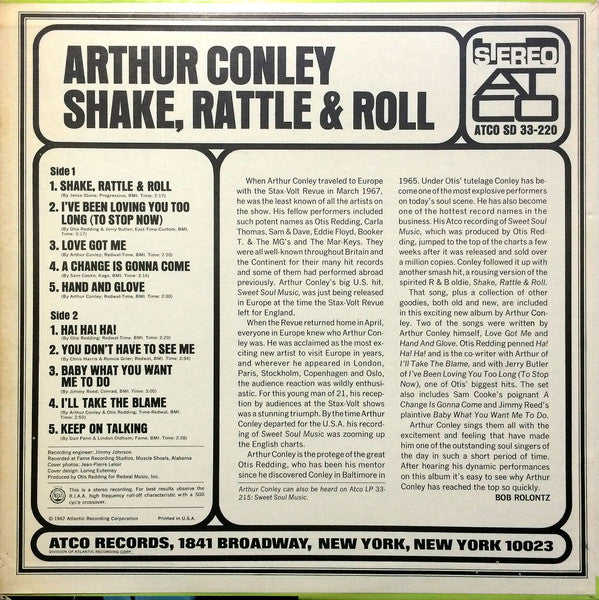 Arthur Conley : Shake, Rattle & Roll (LP, Album, Mon)