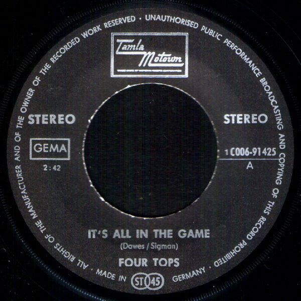 Four Tops : It's All In The Game / Love Is The Answer (7", Single)