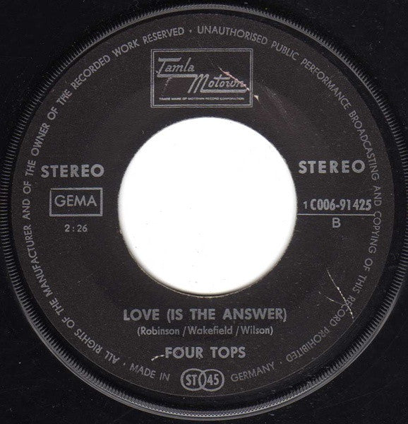 Four Tops : It's All In The Game / Love Is The Answer (7", Single)