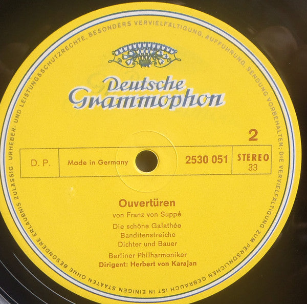 Franz von Suppé – Berliner Philharmoniker, Herbert von Karajan : Ouvertüren - Leichte Kavallerie·Pique Dame·Die Schöne Galathée·Dichter Und Bauer U.A. (LP, Comp, RE)