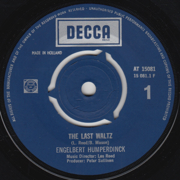 Engelbert Humperdinck : The Last Waltz (7", Single, Red)