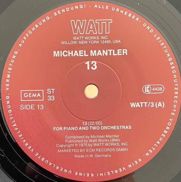 Michael Mantler / Carla Bley : 13 & 3/4 (LP, Album, RP)