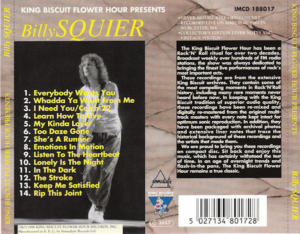 Billy Squier : In Concert (CD, Album)