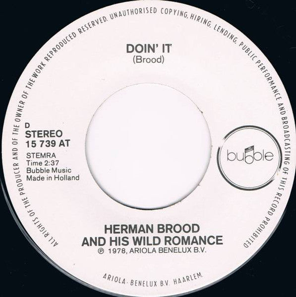 Herman Brood & His Wild Romance : Saturday Night (7", Single)