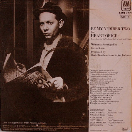 Joe Jackson : Be My Number Two (7", Single)