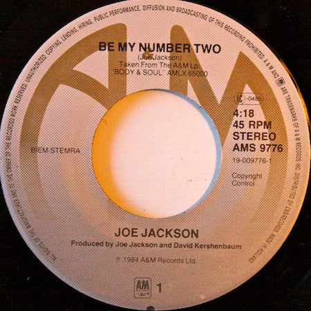 Joe Jackson : Be My Number Two (7", Single)
