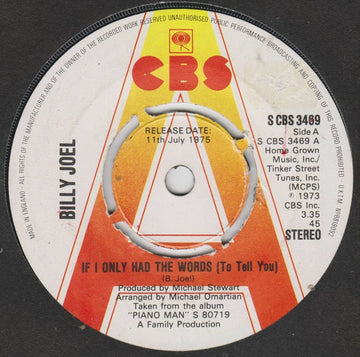 Billy Joel : If I Only Had The Words (To Tell You) (7", Promo)