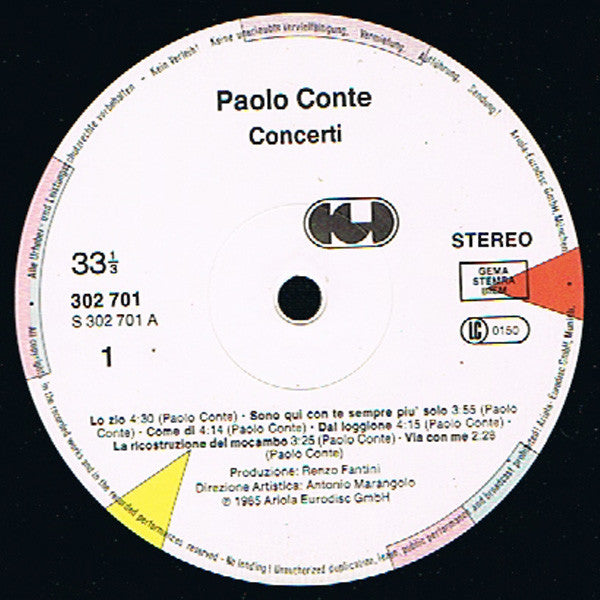 Paolo Conte : Concerti (2xLP, Album, Gat)