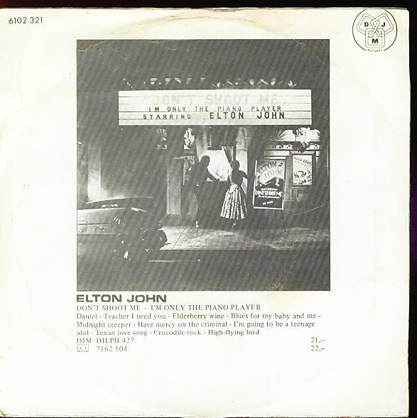 Elton John : Daniel / Skyline Pigeon (7", Single)