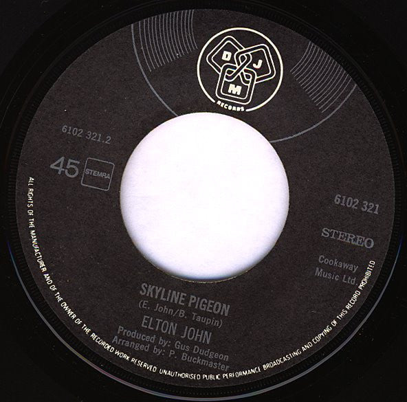 Elton John : Daniel / Skyline Pigeon (7", Single)