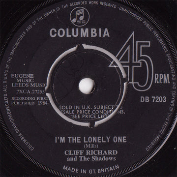 Cliff Richard & The Shadows : I'm The Lonely One (7", Single)