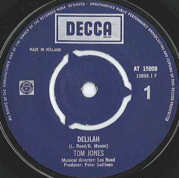 Tom Jones : Delilah (7", Single, Mono)