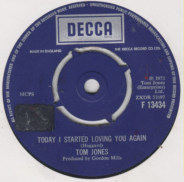 Tom Jones : Today I Started Loving You Again (7")