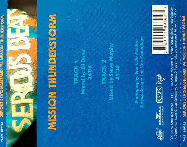 Various : Serious Beats Mastermix '94 Part 1 - Mission Thunderstorm (CD, Comp, Mixed)