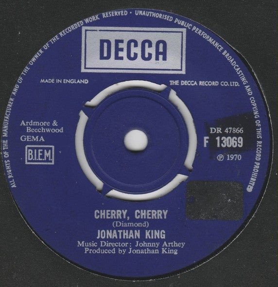 Jonathan King : Cherry, Cherry (7", Single)