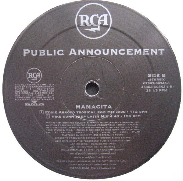 Public Announcement : Mamacita (12")