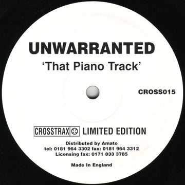 Unwarranted : That  Piano Track (10", S/Sided, Ltd)